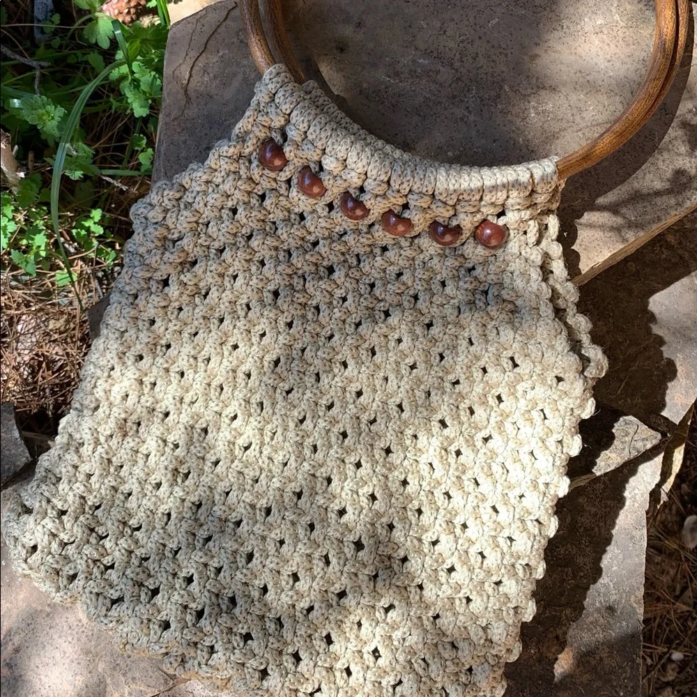 Boho Crochet Vintage Design Bag EUC - Picture 3 of 7